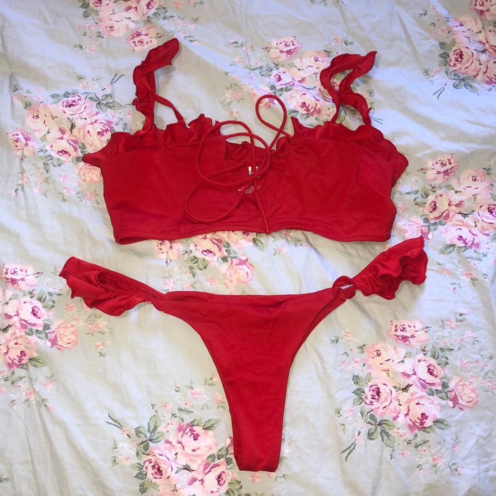 Frankie’s Bikinis Mackenzie and Ali Red Set